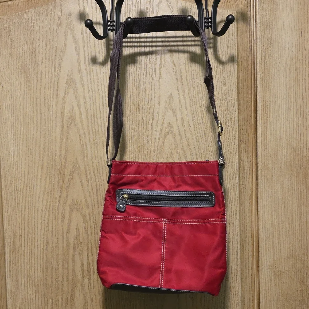 Liz Claiborne Red and Brown Messenger Bag